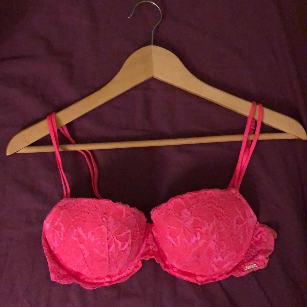 PINK date push up bra 36B hot pink
